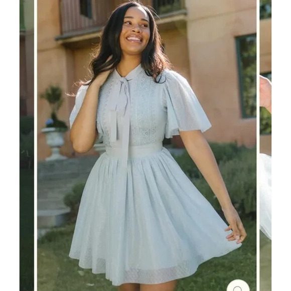 New Ivy City Co Blue Kate Mini Neck Tie Dress XXS